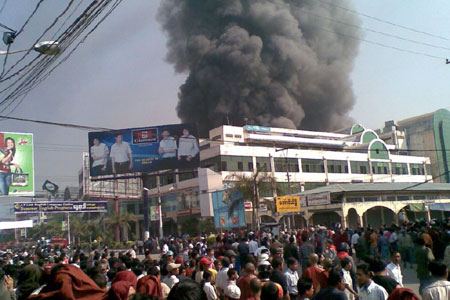 Fire at YadanarBon Market Mandalay