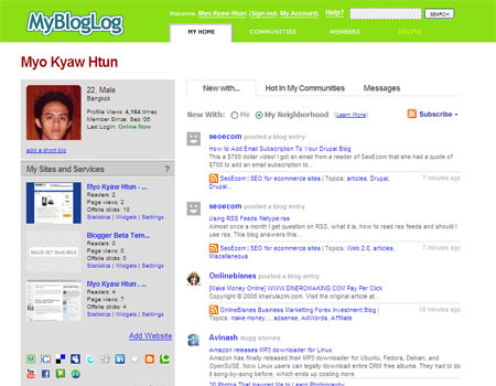 MyBlogLog Profile Page