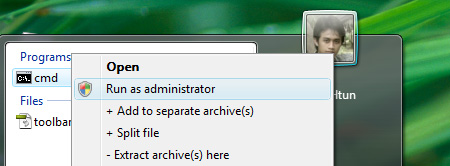 Run Command Prompt As Administrator in Vista