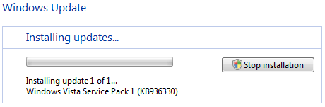Windows Update install Vista SP1