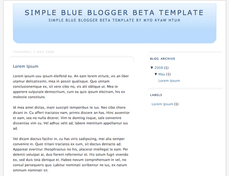 Simple blue Blogger beta template