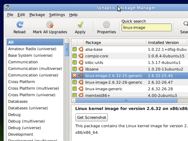 Linux image GRUB remove