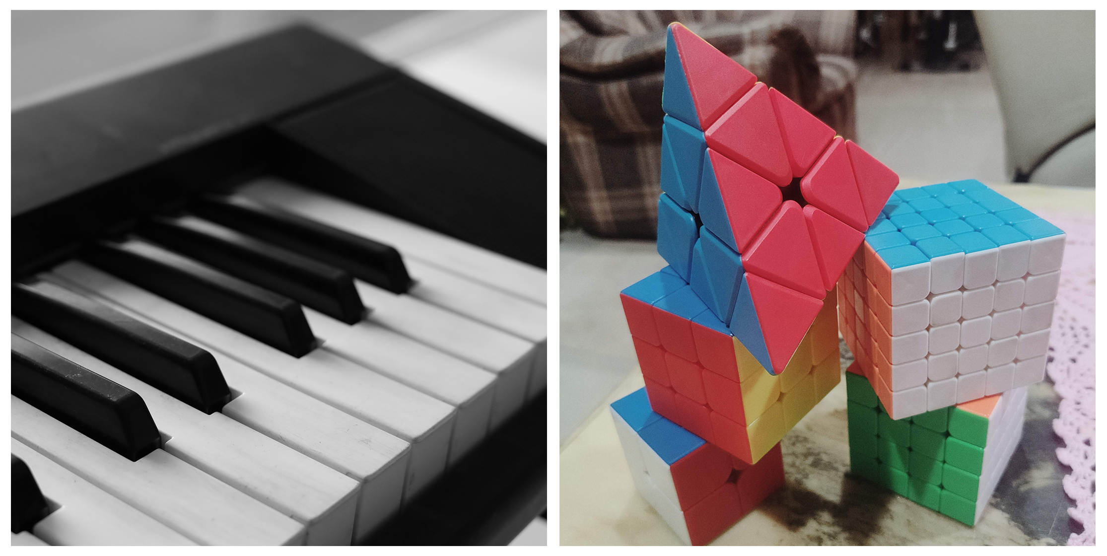 Piano and Rubik's cube